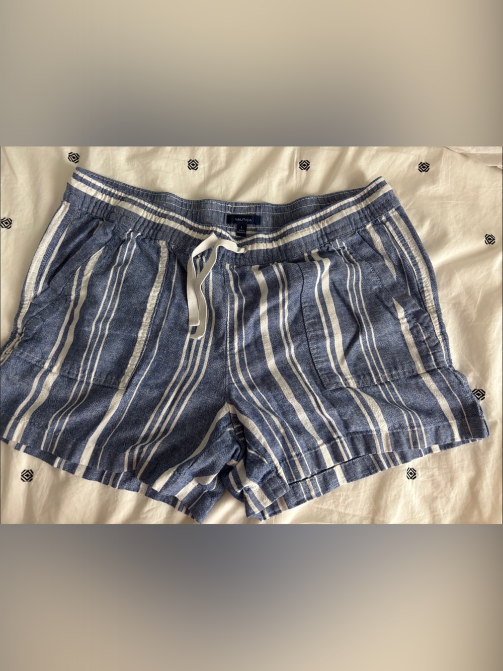 Women’s Nautica Blue & White Striped Linen-Blend Shorts